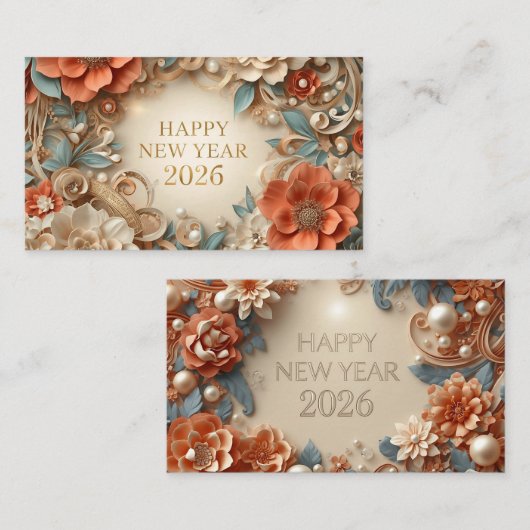 elegant happy new year 2026 business card 名刺 (正面/裏面)