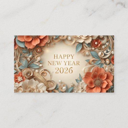 elegant happy new year 2026 business card 名刺 (正面)