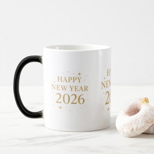 Elegant Happy New Year 2026 Coffee Mug モーフィングマグカップ (ドーナツ)