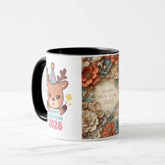 elegant happy new year 2026 coffee mug & cup マグカップ (正面左)