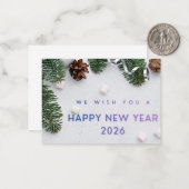 Elegant Happy New Year 2026 Flat Note Card ノートカード (正面/裏面インサイチュ)