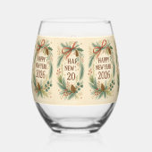 elegant happy new year 2026 hampagne glass ステムなしワイングラス (右)