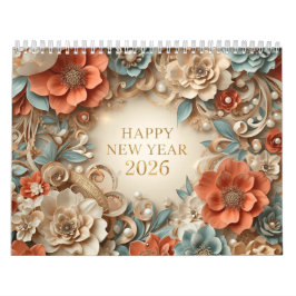 elegant happy new year 2026 wall calendar カレンダー