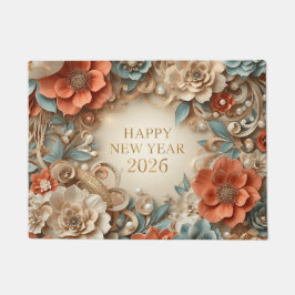 elegant happy new year 2026 welcome mat ドアマット