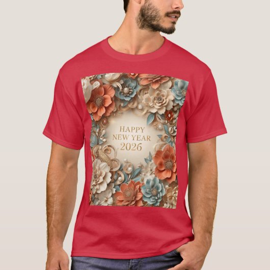 elegant happy new year family t-shirt tシャツ (正面)
