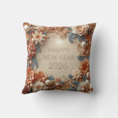 elegant happy new year floral  throw pillow クッション (裏面)