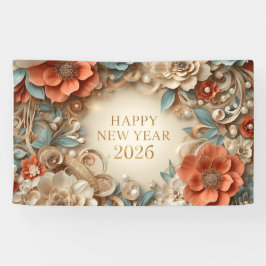 elegant happy new year party banner 横断幕