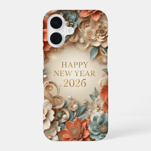 elegant happy new year phone case iPhone 16ケース (裏面)