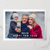Elegant Happy New Year Photo 箔シーズンカード (正面)