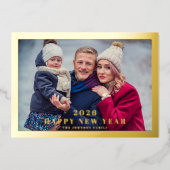 Elegant Happy New Year Photo Gold 箔シーズンカード (正面)