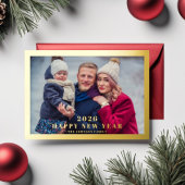 Elegant Happy New Year Photo Gold 箔シーズンカード