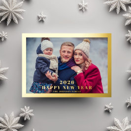 Elegant Happy New Year Photo Gold 箔シーズンカード