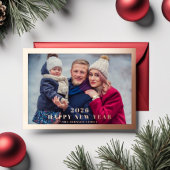 Elegant Happy New Year Photo Rose Gold 箔シーズンカード