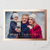 Elegant Happy New Year Photo Rose Gold 箔シーズンカード (正面)