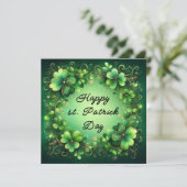 Elegant Happy St Patrick’s Day Shamrock Wreath Car シーズンカード (スタンド正面)