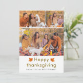 Elegant Happy Thanksgiving Autumn Leaves 3 Photo シーズンカード (スタンド正面)