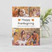 Elegant Happy Thanksgiving Autumn Leaves 3 Photo シーズンカード (スタンド正面)