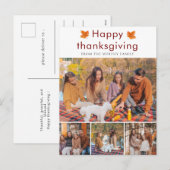 Elegant  Happy Thanksgiving Autumn Leaves 4 Photo シーズンポストカード (正面/裏面)