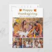 Elegant Happy Thanksgiving Autumn Leaves 4 Photo シーズンポストカード (正面/裏面)