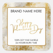 Elegant Happy Valentine’s Day Candle Label スクエアシール (正面)