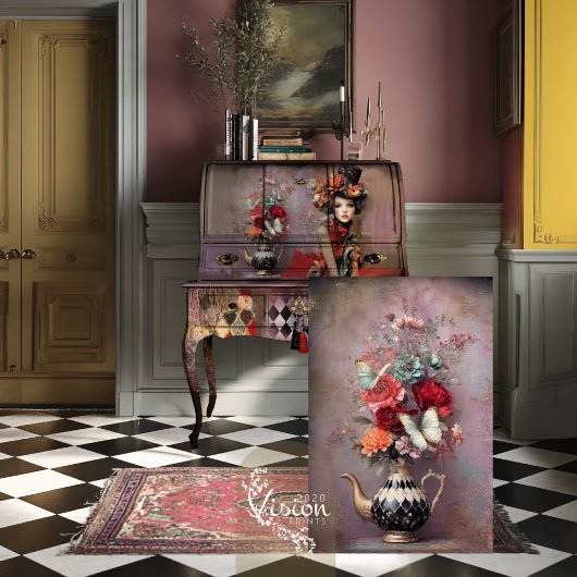 Elegant Hatter Harlequin Teapot Floral 薄葉紙