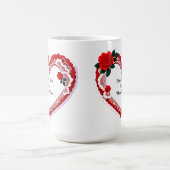 Elegant Heart Card With Red Roses コーヒーマグカップ (中央)