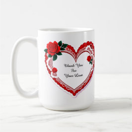 Elegant Heart Card With Red Roses コーヒーマグカップ