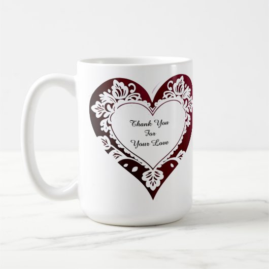 Elegant Heart Card With Red Roses コーヒーマグカップ (左)
