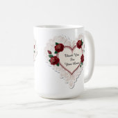 Elegant Heart Card With Red Roses コーヒーマグカップ (正面右)