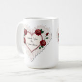 Elegant Heart Card With Red Roses コーヒーマグカップ (正面左)