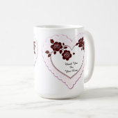 Elegant Heart Card With Red Roses コーヒーマグカップ (正面右)