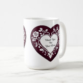 Elegant Heart Card With Red Roses コーヒーマグカップ (正面右)