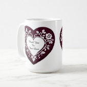 Elegant Heart Card With Red Roses コーヒーマグカップ (正面左)
