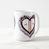 Elegant Heart Card With Red Roses コーヒーマグカップ (正面右)