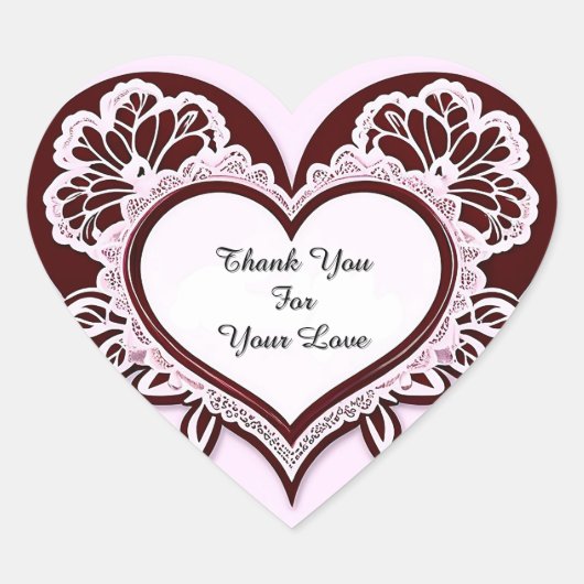 Elegant Heart Card With Red Roses ハートシール (正面)