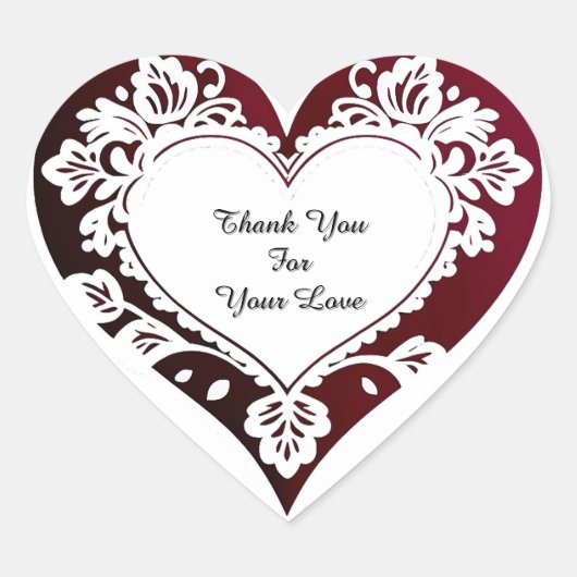 Elegant Heart Card With Red Roses ハートシール (正面)