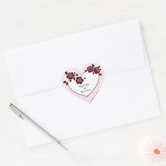 Elegant Heart Card With Red Roses ハートシール (封筒)