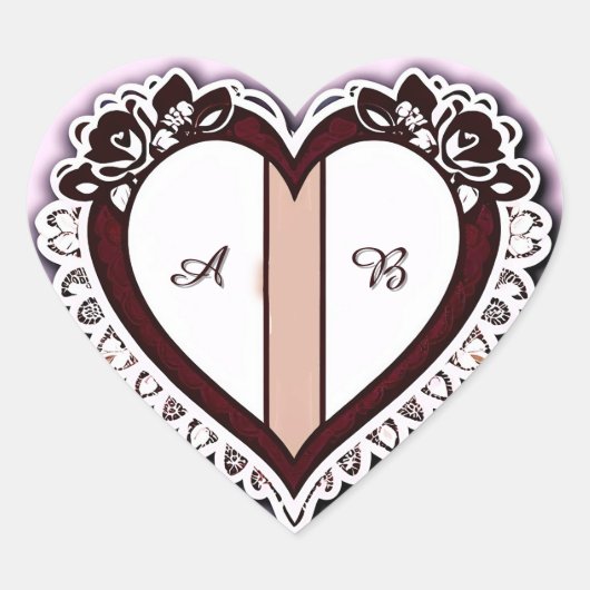 Elegant Heart Card With Red Roses ハートシール (正面)