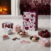 Elegant Heart & Floral Gift Bag ミディアムペーパーバッグ