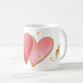 Elegant Heart & Gold Leaf Mug コーヒーマグカップ (正面右)