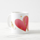 Elegant Heart & Gold Leaf Mug コーヒーマグカップ (正面左)