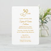 Elegant Heart Golden 50th Wedding Anniversary 招待状 (スタンド正面)