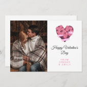 Elegant Heart Happy Valentine's Day Photo シーズンカード (正面/裏面)