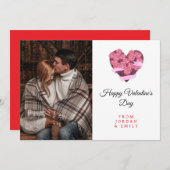 Elegant Heart Happy Valentine's Day Photo シーズンカード (正面/裏面)