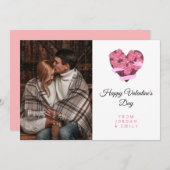 Elegant Heart Happy Valentine's Day Photo シーズンカード (正面/裏面)