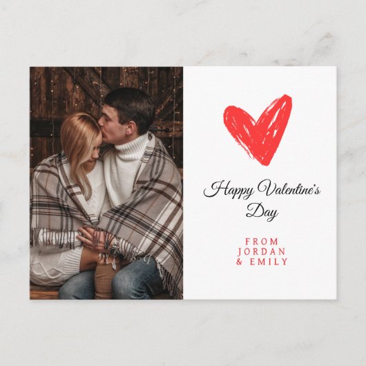 Elegant Heart Happy Valentine's Day Photo シーズンポストカード (正面)