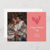Elegant Heart Happy Valentine's Day Photo シーズンポストカード (正面/裏面)