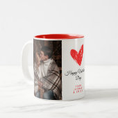 Elegant Heart Happy Valentine's Day Photo ツートーンマグカップ (正面左)