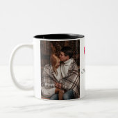 Elegant Heart Happy Valentine's Day Photo ツートーンマグカップ (左)