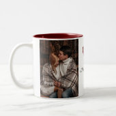 Elegant Heart Happy Valentine's Day Photo ツートーンマグカップ (左)